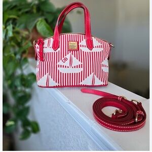 EUC—Dooney & Bourke Red and White Sailboat Shoulder Bag